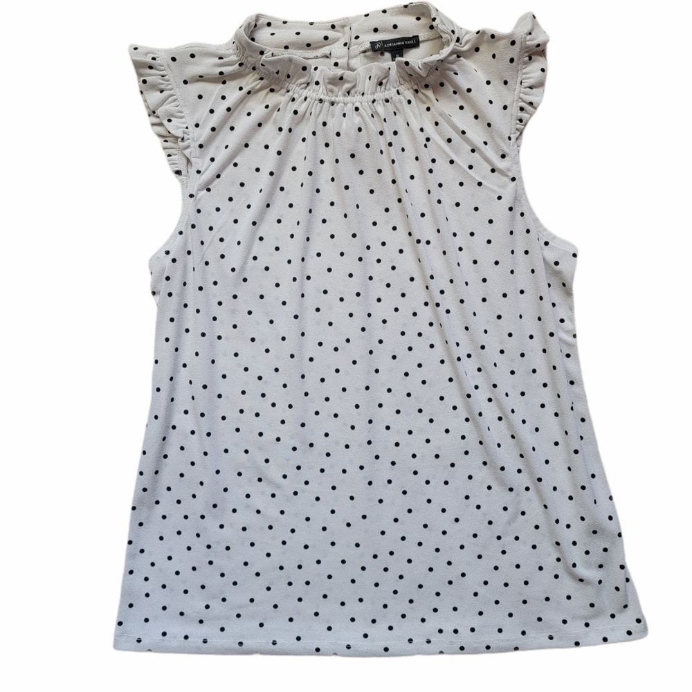 Adrianna Papell White and black polka dot blouse